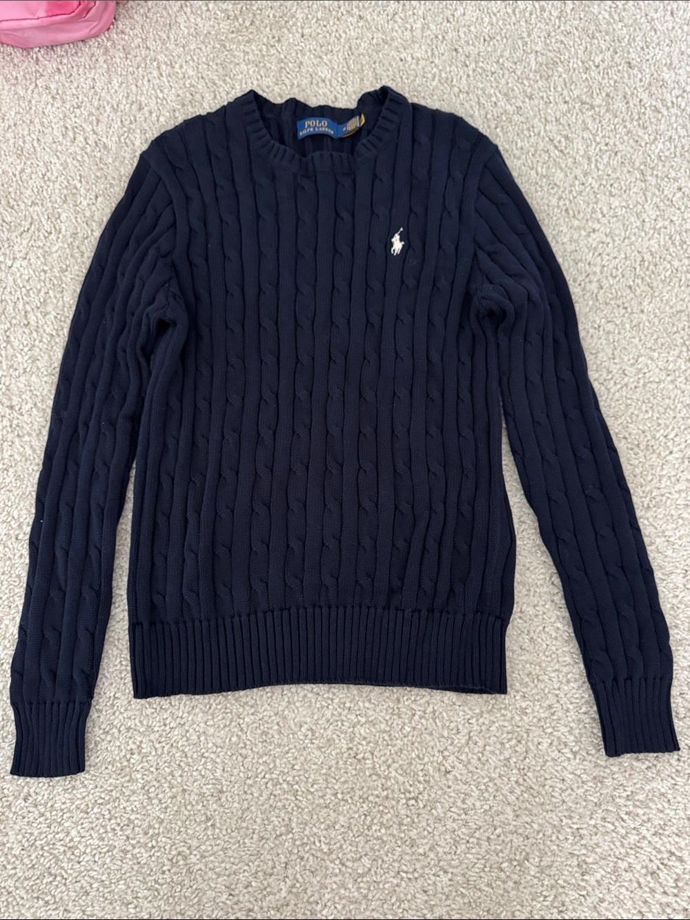 Polo by Ralph Lauren Women’s Navy Cable-Knit Crewneck Sweater